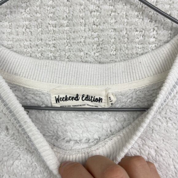 Weekend Edition Just Peachy Sweater Women’s Sz S Fuzzy Sherpa Fleece Cozy Comfy - Picture 5 of 14